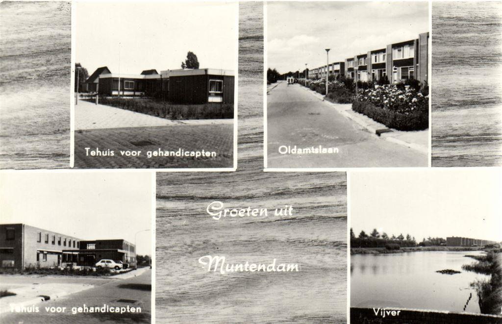 Groeten uit Muntendam - 4 afb dorp - ongelopen, Verzamelen, Ansichtkaarten | Nederland, Ophalen of Verzenden, Voor 1920, Ongelopen