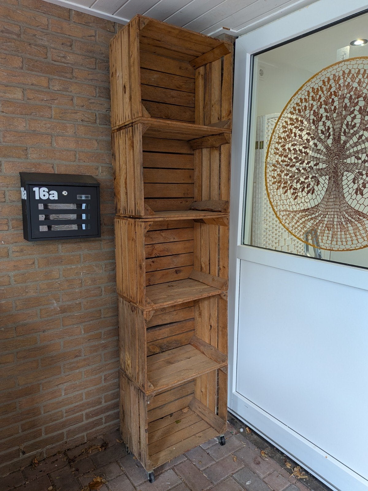 Houten kratten kast op wielen, Huis en Inrichting, Kasten | Stellingkasten, Ophalen, Gebruikt