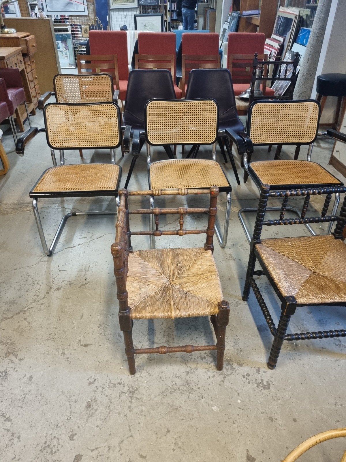 Vintage Thonet S32/S64 stoelen met webbing, Ophalen