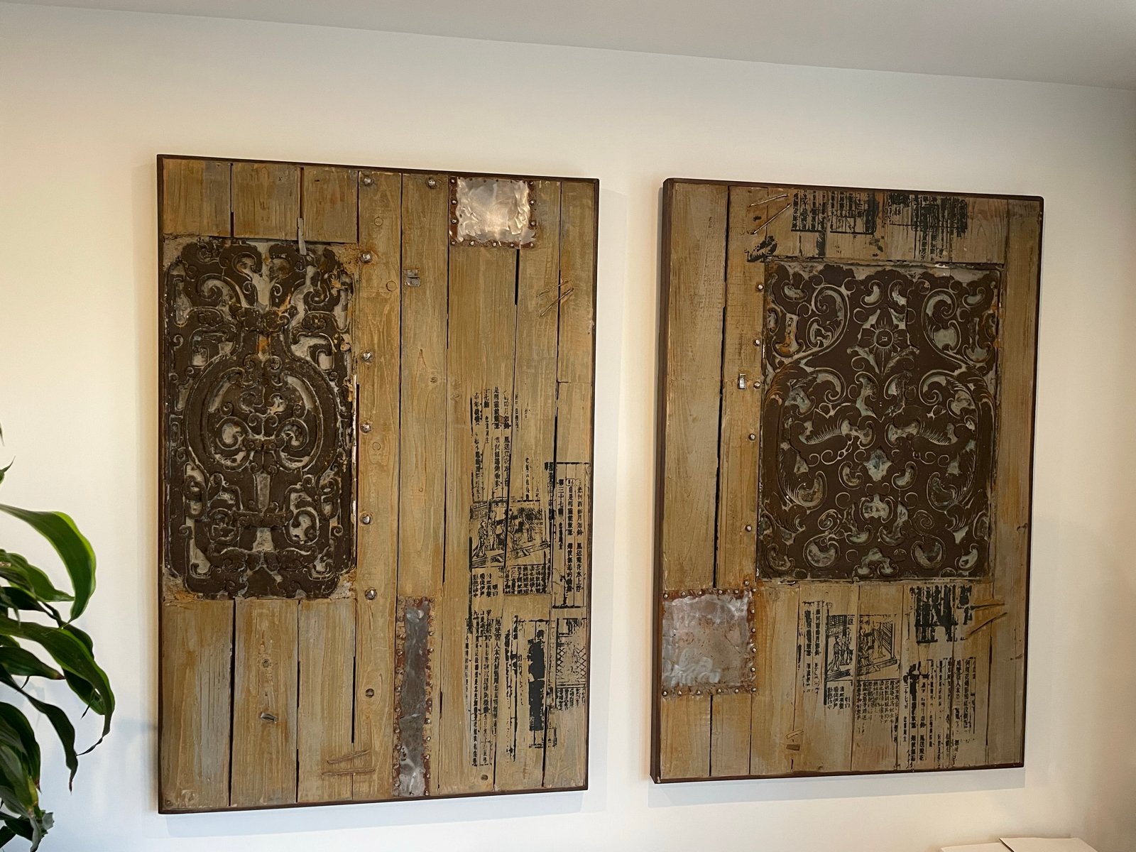 Antieke Hout-Staal Wandpanelen - Tijdloos Design, Ophalen, Gebruikt, Hout, Vintage