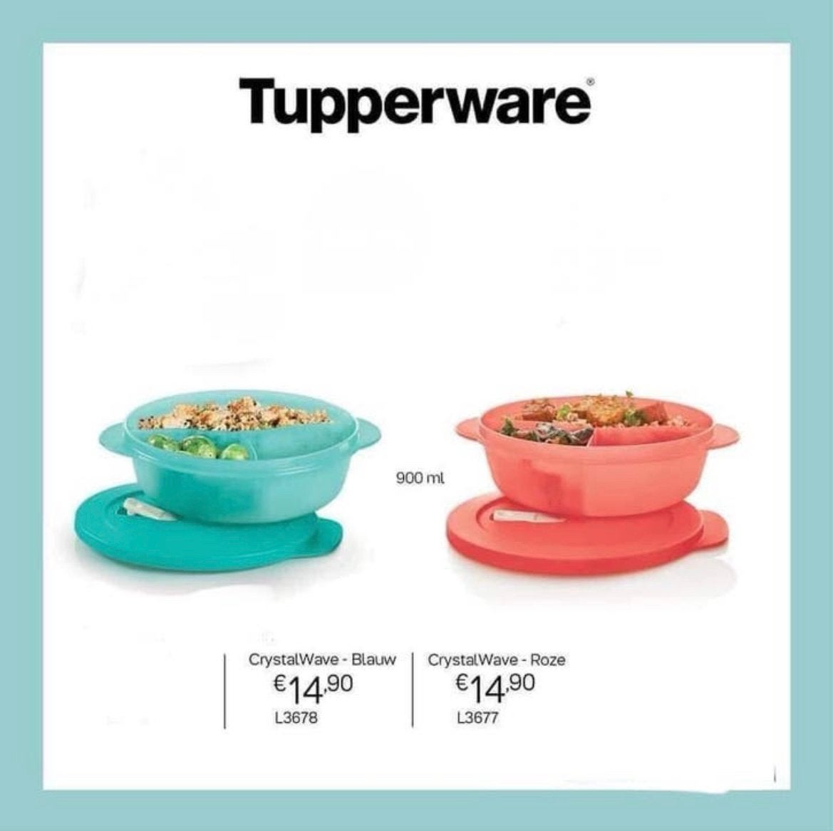 Tupperware Crystalwave Magnetron bakje / kom # 900 ml, Huis en Inrichting, Ophalen of Verzenden, Nieuw, Bak of Kom, Magnetronbestendig