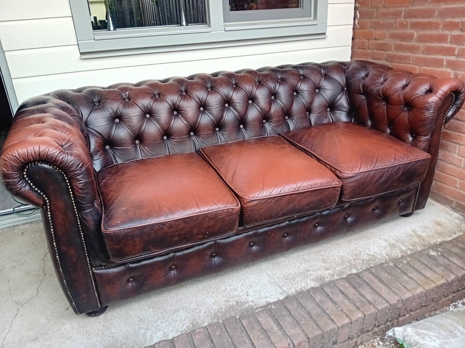 Chesterfield bank, Huis en Inrichting, Banken | Bankstellen, Ophalen, Gebruikt, Chesterfield, Driepersoons