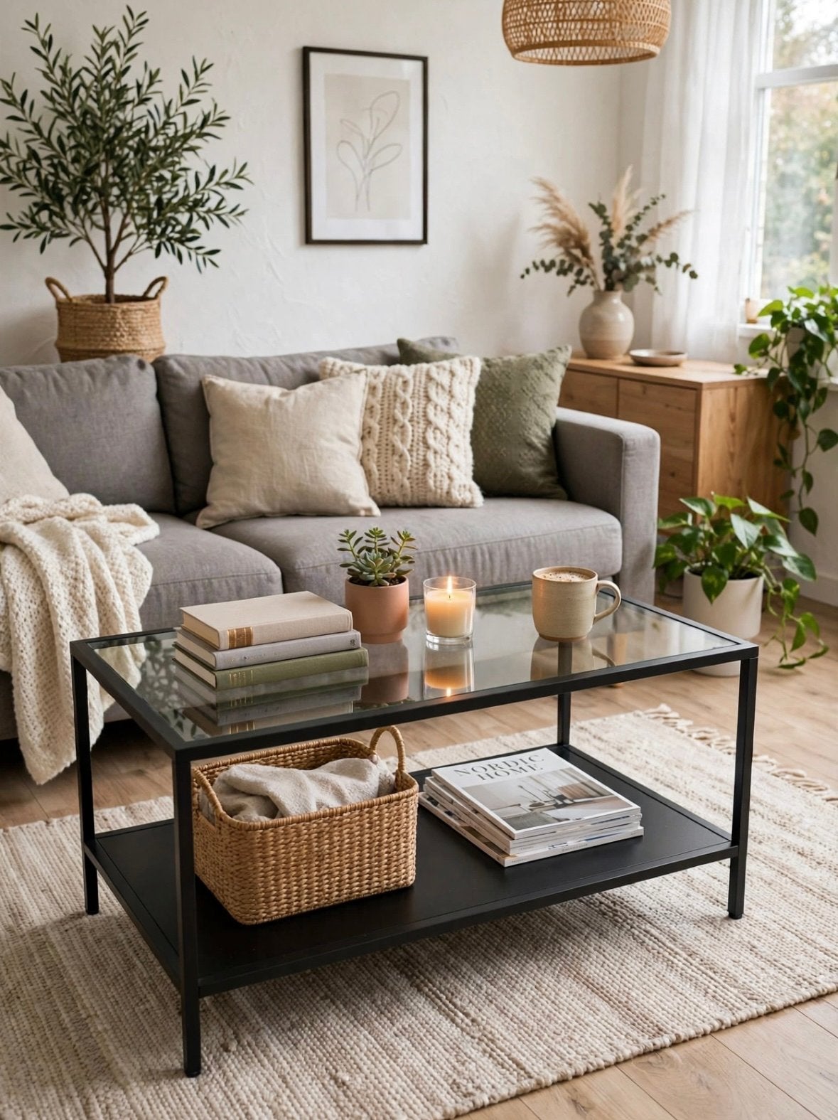 IKEA Salontafel Zwart Metaal met Glasplaat 90x45x45, Ophalen, Gebruikt, 50 tot 100 cm, Glas