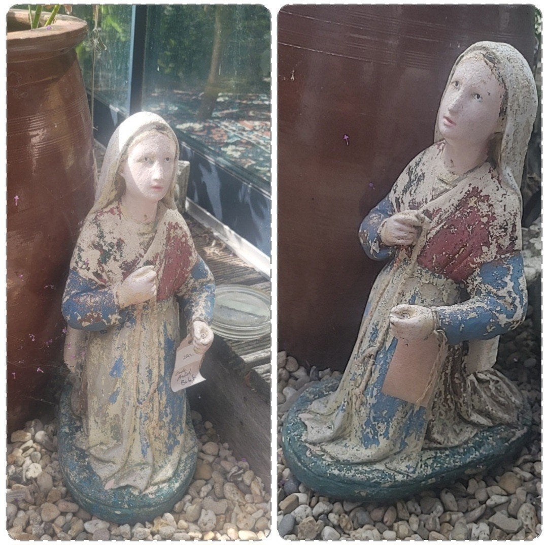 Vintage Mariabeeld - Verweerd en Uniek, Antiek en Kunst, Ophalen of Verzenden
