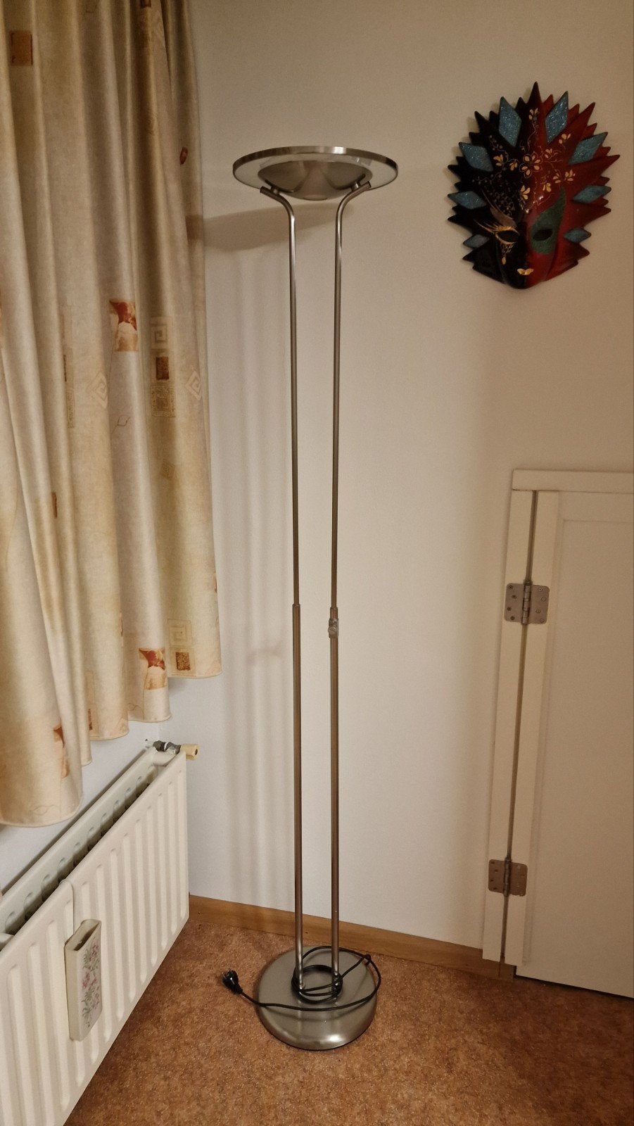 Staande uplighter lamp, geborsteld staal, dimbaar LED, Huis en Inrichting, Ophalen, Zo goed als nieuw, Metaal, 150 tot 200 cm