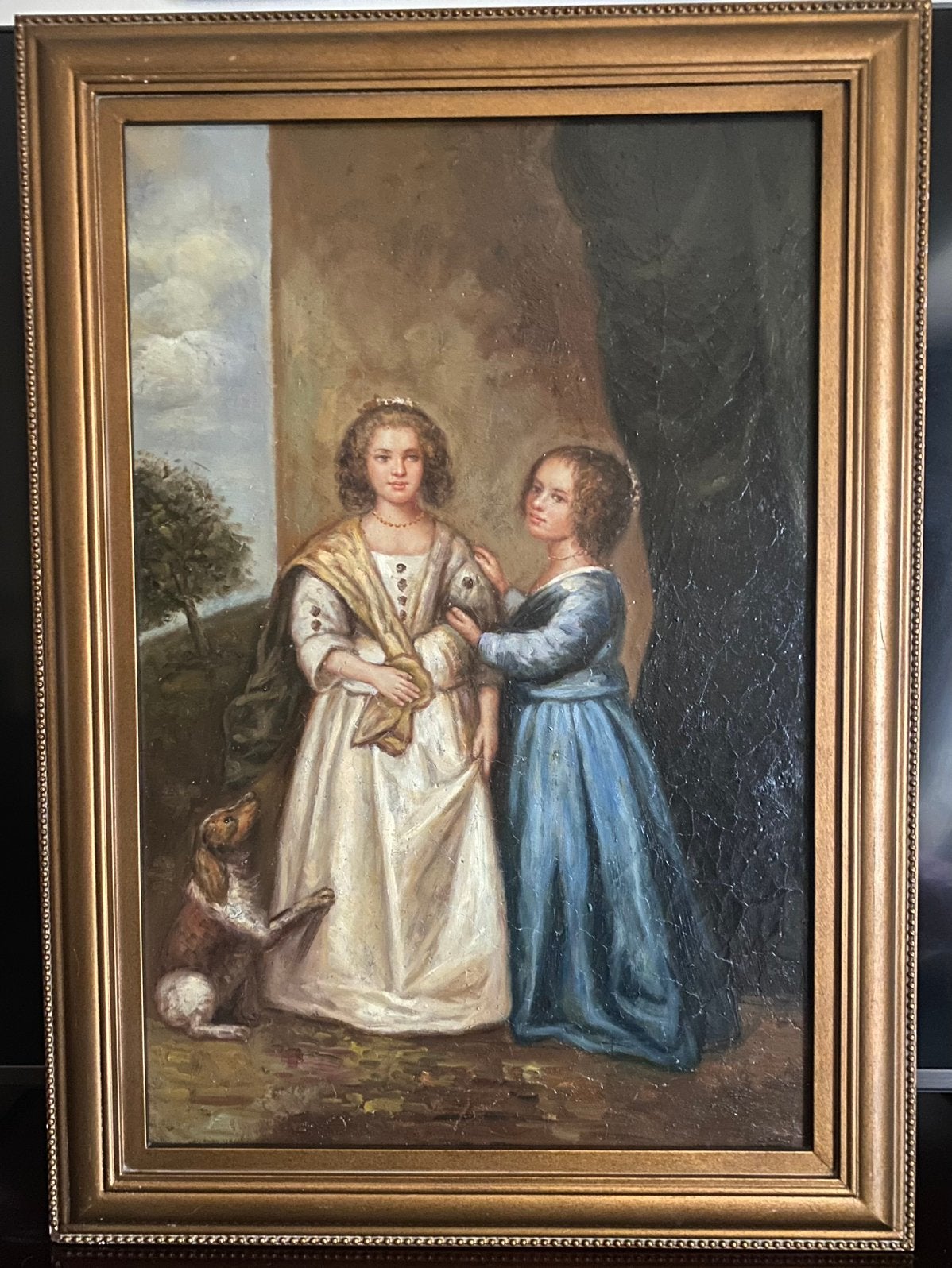 Olieverfschilderij op houtpaneel E.& P. Wharton 71X51, Antiek en Kunst, Kunst | Schilderijen | Klassiek, Paneel, Portret of Personen