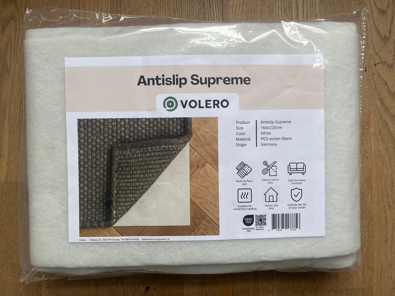 Antislip Supreme ondertapijt 160x220cm wit, Wit, 150 tot 200 cm, Ophalen of Verzenden, Nieuw