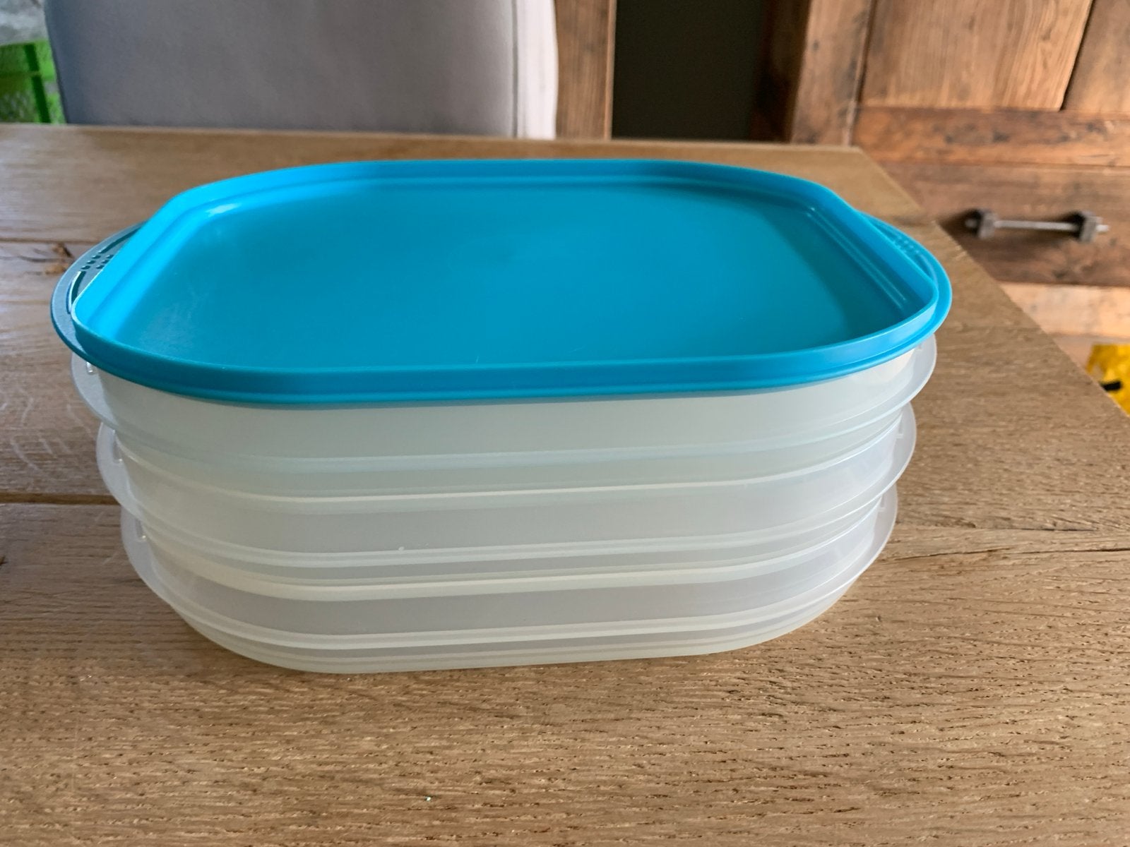 Tupperware bewaardozen met deksel - 3 stuks, Vleeswarentrio, Gebruikt, Tupperware, Bewaardoos