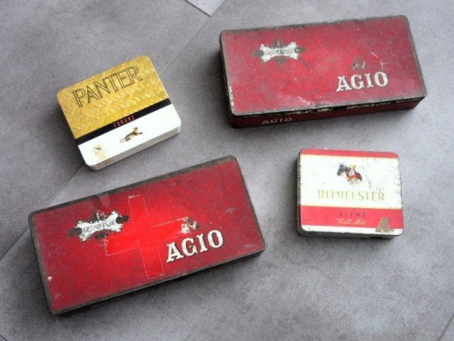 4 blikken sigaardoos Panter Ritmeester Agio - sigaar blik, Verzamelen, Ophalen of Verzenden, Gebruikt, Overige