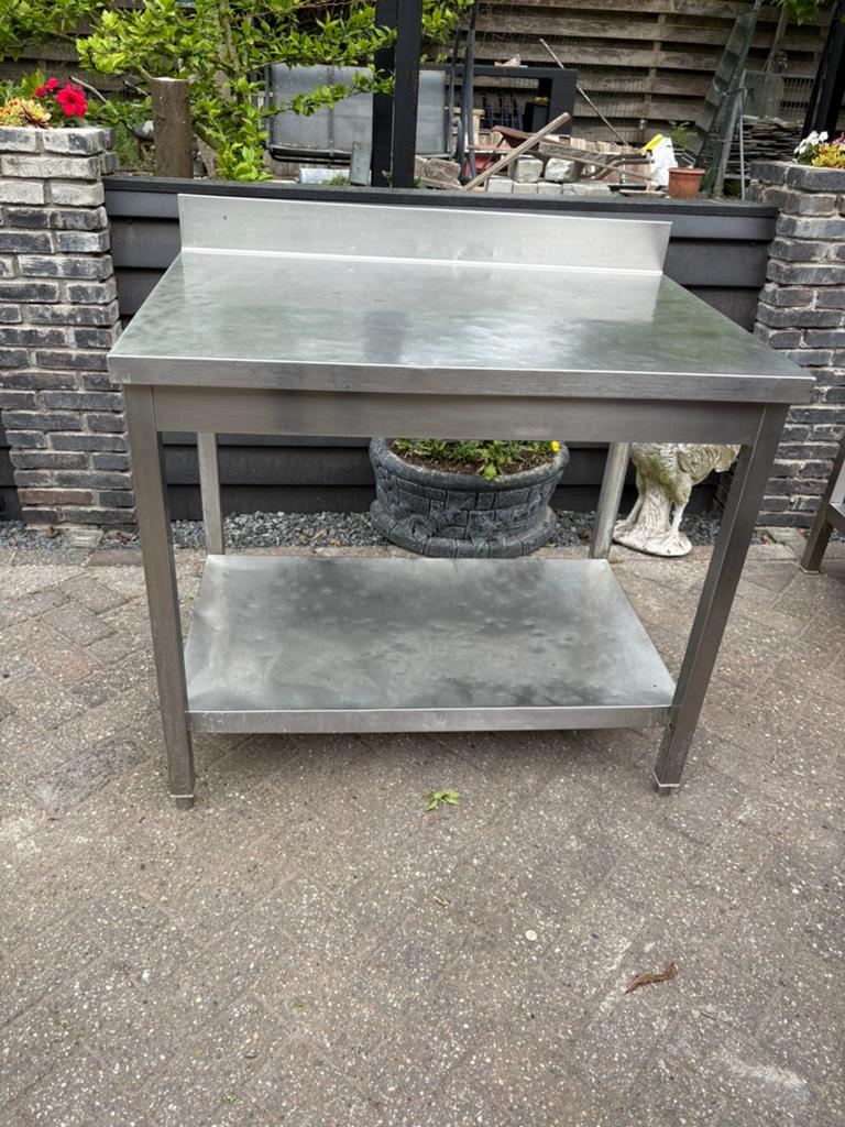 RVS Werktafel 100x70x89cm met onderplateau, Ophalen, Gebruikt