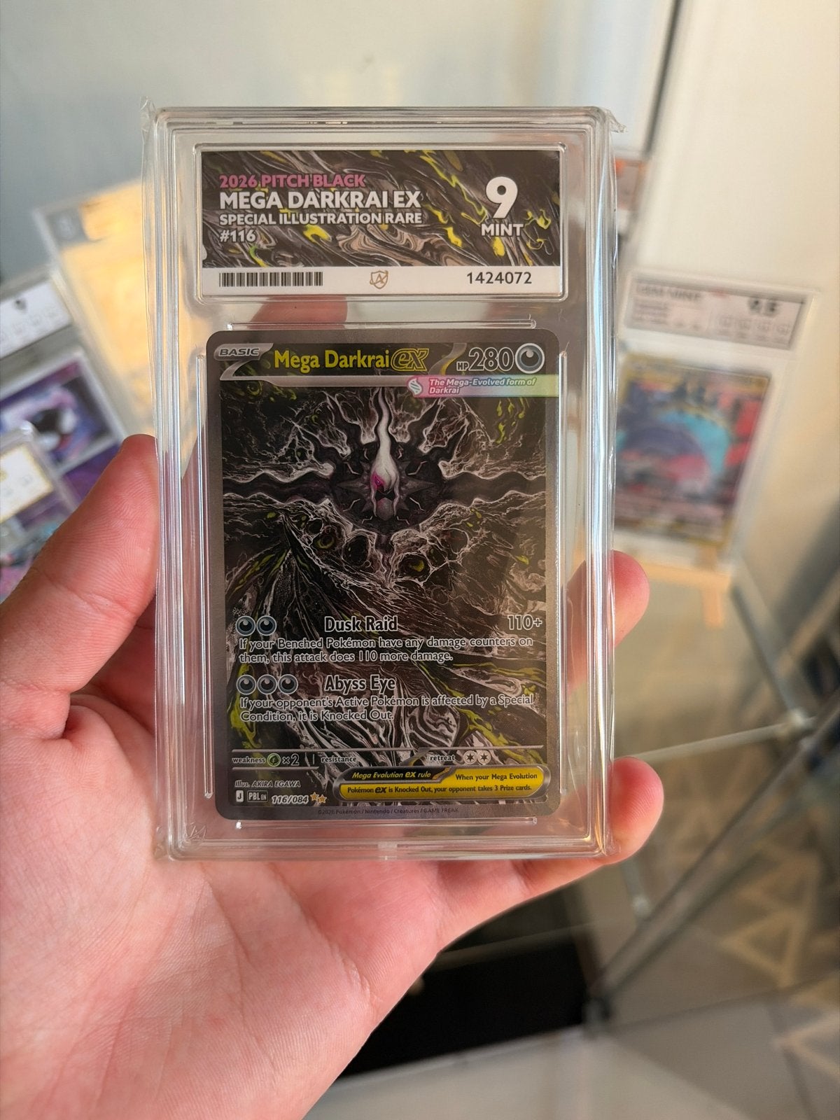 Mega Darkrai EX ACE 9, Ophalen of Verzenden, Zo goed als nieuw, Losse kaart