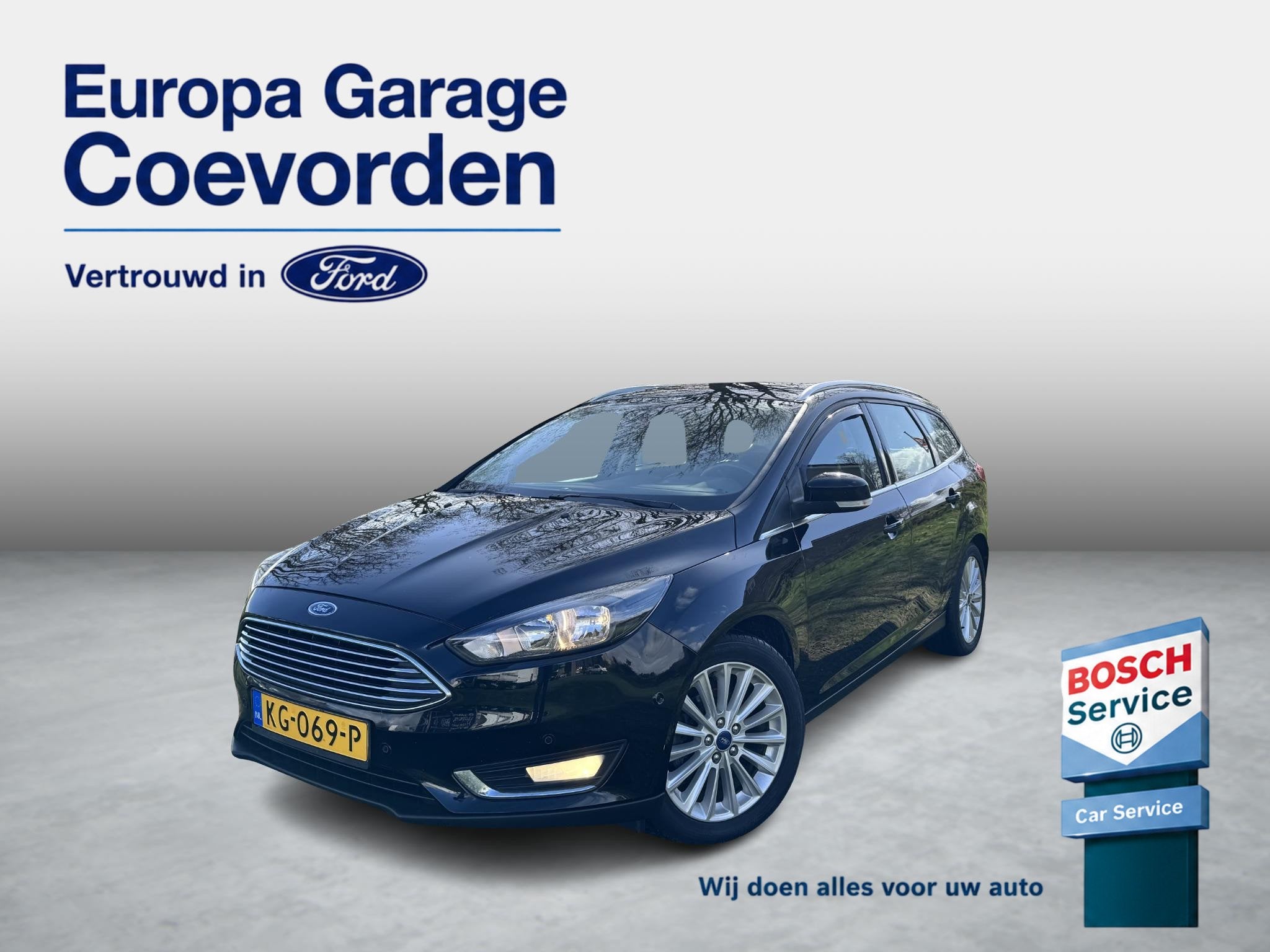 Ford Focus Wagon 1.0 EB 125PK Titanium | DEALER OND. | NIEUW, Gebruikt, Zwart, Origineel Nederlands, Handgeschakeld