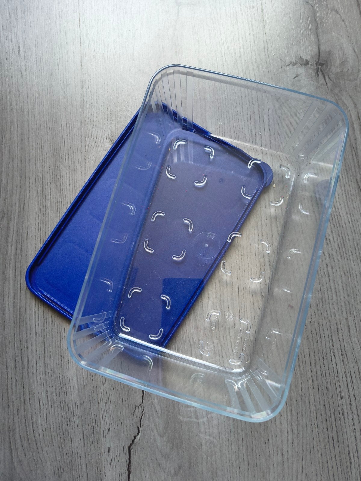 Tupperware bewaardoos met blauw deksel, Huis en Inrichting, Ophalen of Verzenden, Zo goed als nieuw, Blauw, Bewaardoos
