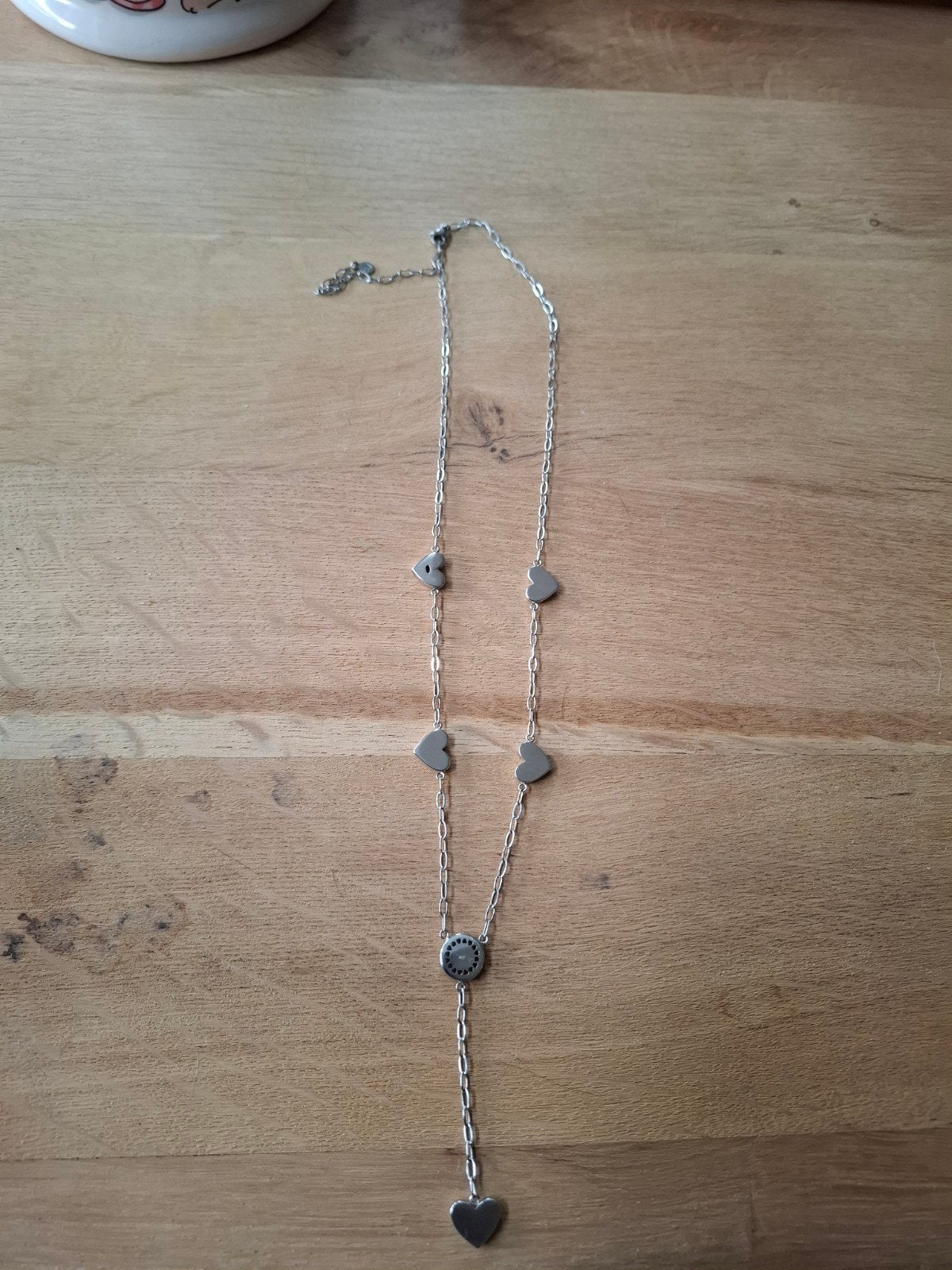 Zilveren ketting met hartjes hangers, Met hanger, Nieuw, Ophalen of Verzenden, Zilver