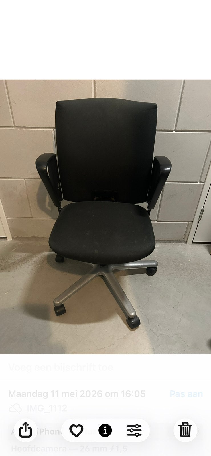 Buro Stoel ., Ophalen, Gebruikt, Zwart