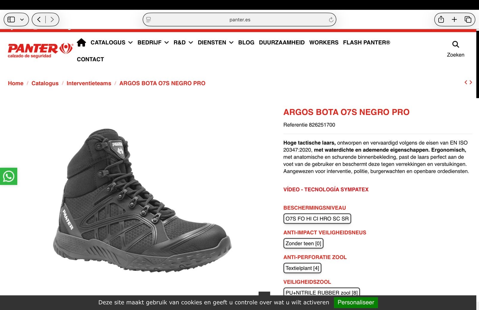 Panter Argos Bota Pro Veiligheidsschoenen - Maat 44, Kleding | Heren, Zwart, Ophalen of Verzenden, Zo goed als nieuw, Werkschoenen