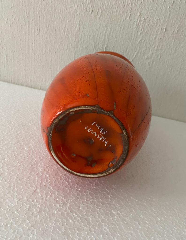 Zenith oranje keramiek vaas , jaren 60, Ophalen of Verzenden, Huis en Inrichting
