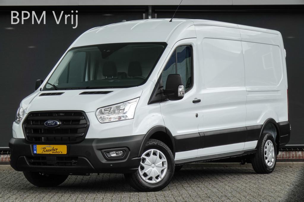 Ford Transit L3H2 2.0Tdci 130PK | Trend 350 | Frozen White |, Auto's, Bestelauto's, Voorwielaandrijving, 12 maanden, Stof, Zwart