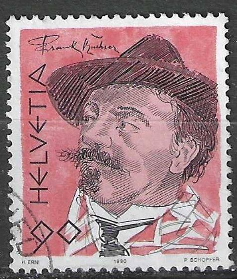 Zwitserland 1990 - Yvert 1352 - Frank Buchser (ST), Verzenden, Gestempeld