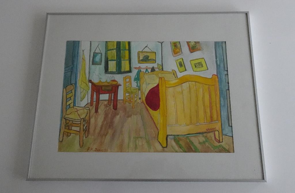 De Slaapkamer van Vincent Van Gogh Reproductie met Lijst, Antiek en Kunst, Ophalen
