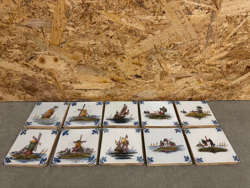 Set van 10 originele Tichelaar Makkum tegels - ReK4, Antiek en Kunst, Ophalen of Verzenden