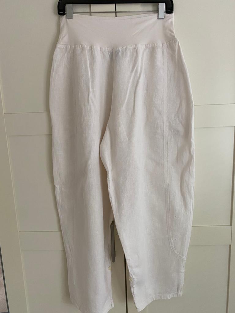 Witte linnen broek met hoge taille maat M merk Completo, Maat 38/40 (M), Wit, Ophalen of Verzenden, Zo goed als nieuw
