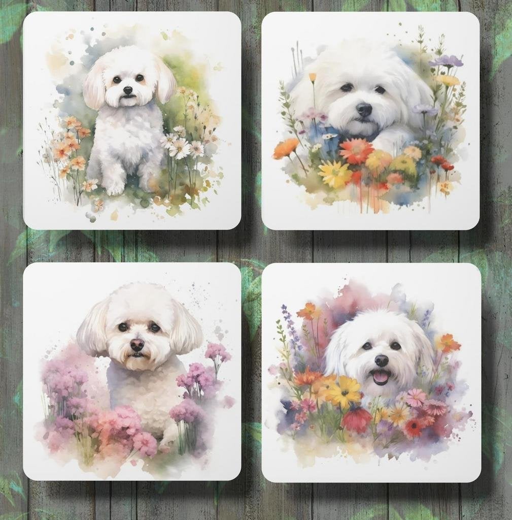 Bichon Aquarel onderzetters met houder, Ophalen of Verzenden, Nieuw