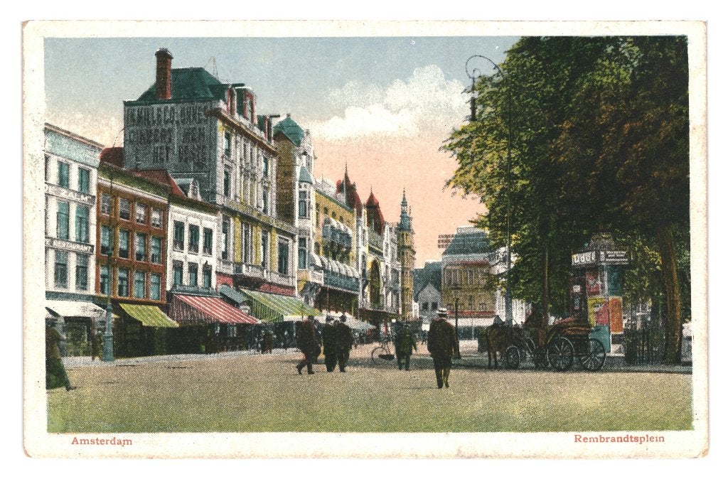 939689 Amsterdam Rembrandtsplein 1924 Postzegel afgeweekt, Verzamelen, Ansichtkaarten | Nederland, Ophalen of Verzenden, 1920 tot 1940