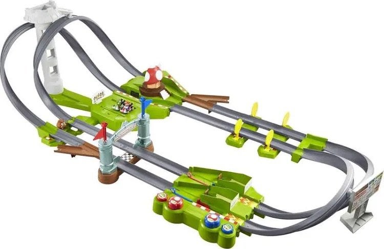 Hotwheels Mariokart Racebaan compleet met 4 auto’s, gebruikt, Ophalen, Hot Wheels, Racebaan, Gebruikt