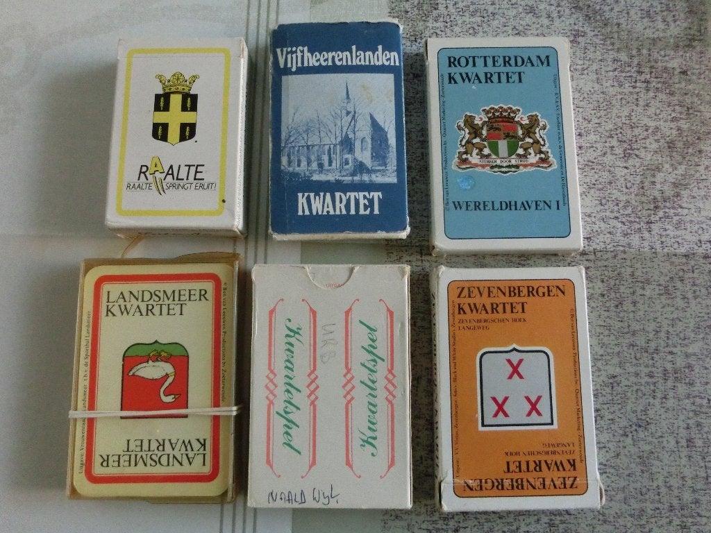 6 oude kwartetspellen, Verzamelen, Ophalen of Verzenden, Gebruikt, Kwartet(ten)
