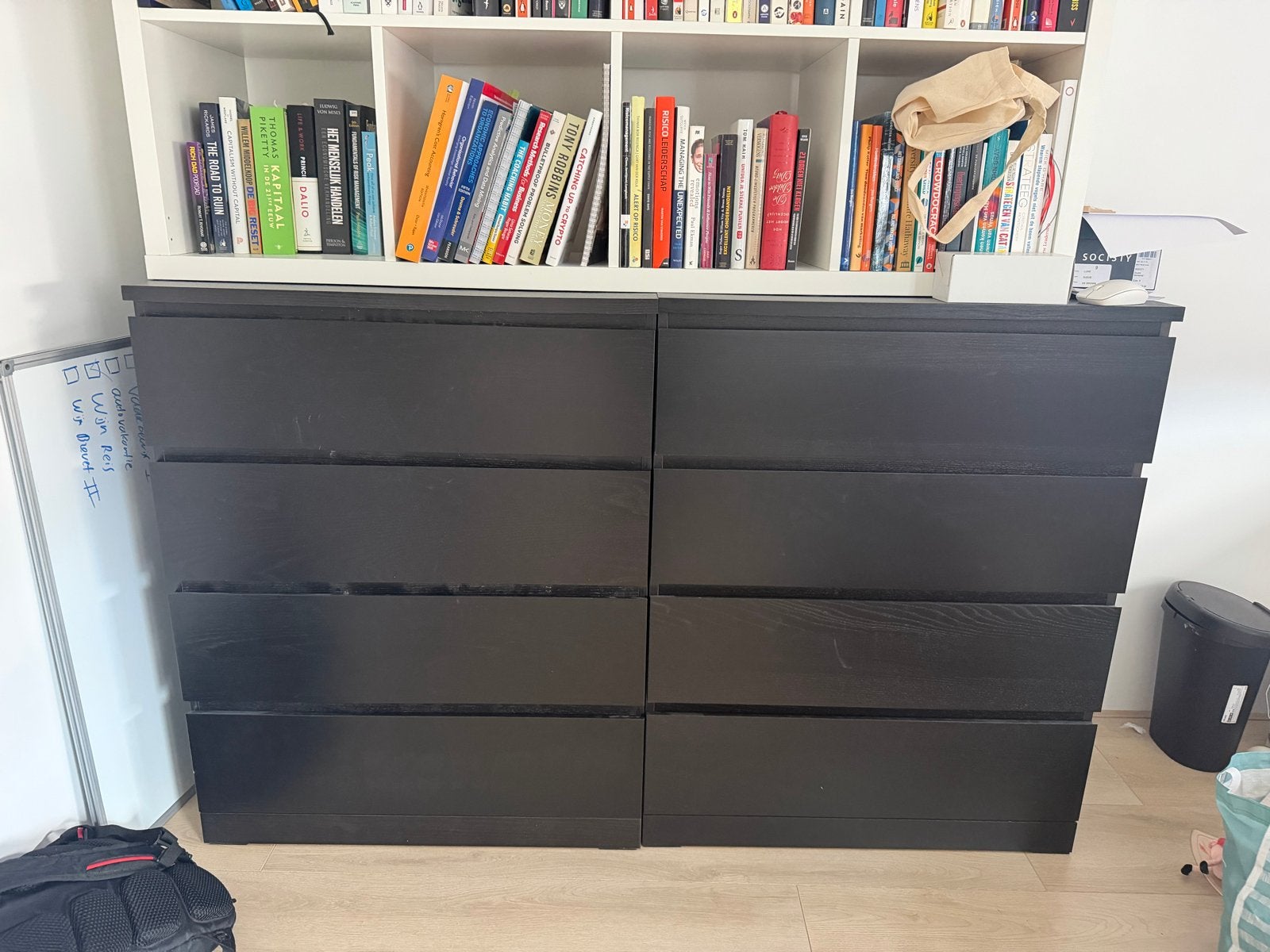 Twee aparte IKEA Malm ladekasten - Zwartbruin, Ophalen, Gebruikt, 50 tot 100 cm, 3 of 4 laden