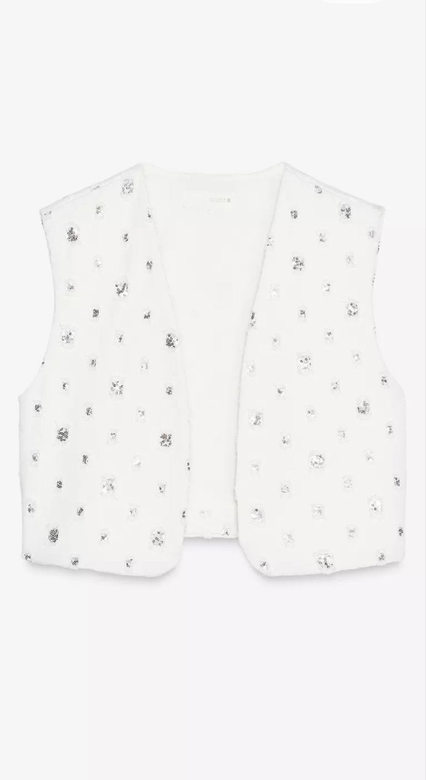 Zara Gilet met zilveren pailletten - Maat S, Ophalen of Verzenden, Nieuw, Maat 36 (S), Wit