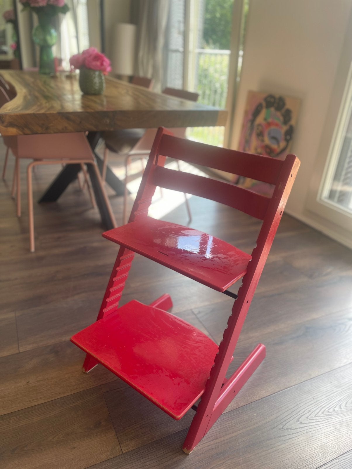 Stokke Tripp Trapp kinderstoel – rood, Kinderen en Baby's, Kinderstoelen, Ophalen, Gebruikt, Meegroeistoel