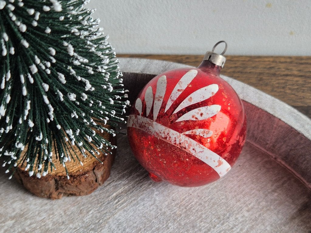 Vintage kerstbal rood 451, *, Gebruikt, *, Ophalen of Verzenden