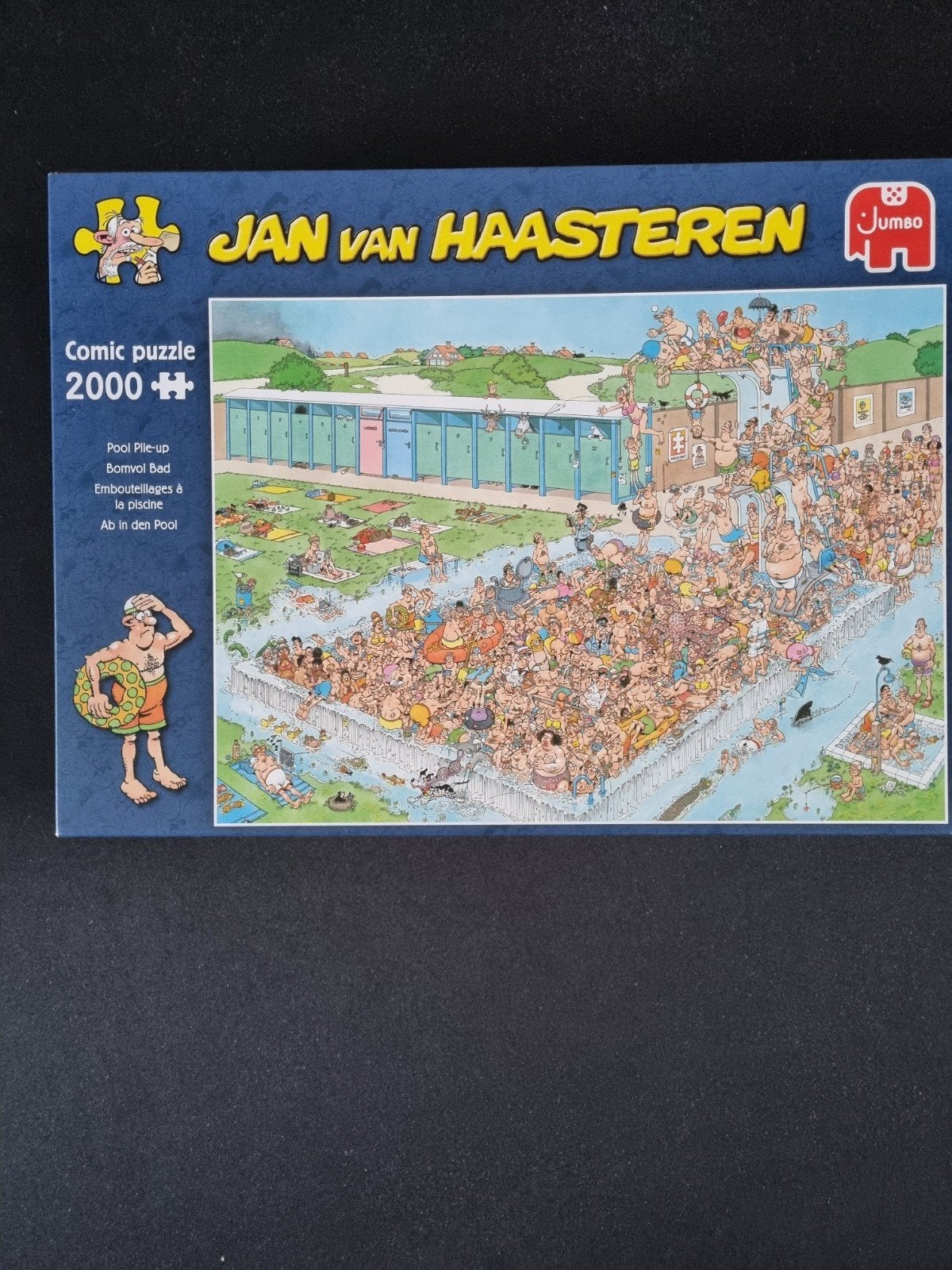 Jan van Haasteren Puzzel - Pool Pile-up (2000 stukjes), Ophalen of Verzenden, Meer dan 1500 stukjes, Zo goed als nieuw, Legpuzzel