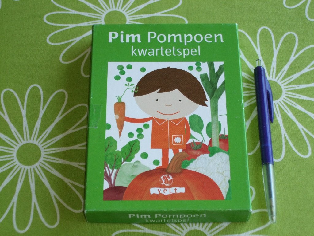 Pim Pompoen kwartet spel - speel en smul met Pim Pompoen, Ophalen of Verzenden, Zo goed als nieuw, Kwartet(ten)