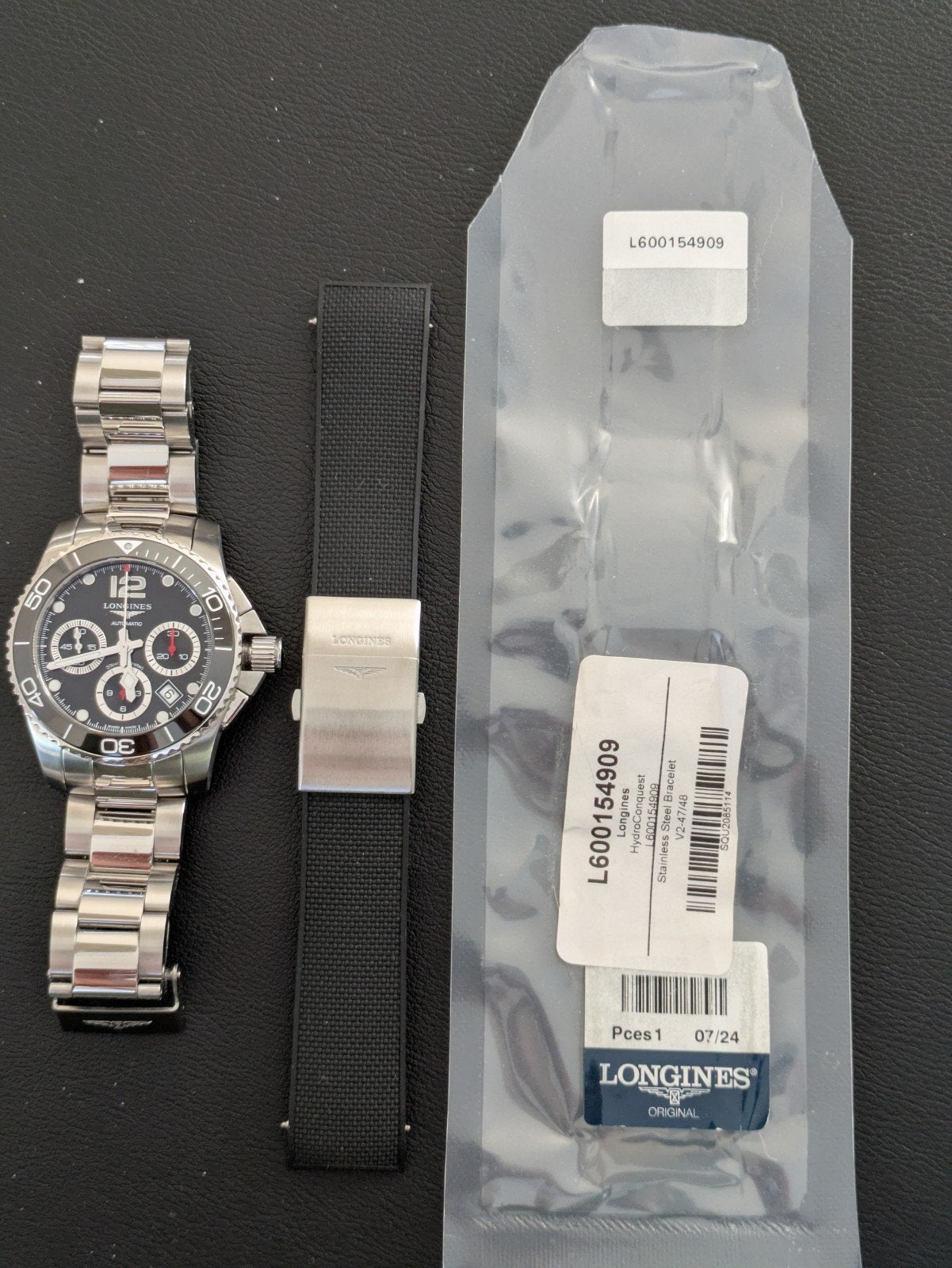 Longines Hydroconquest Chrono auto. ceramic rubber+staal gar, Ophalen of Verzenden, Zo goed als nieuw, Overige merken