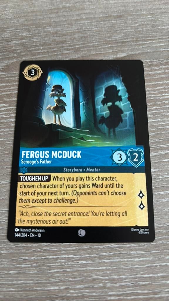 Disney Lorcana Fergus McDuck father 144-204 10WHI nonfoil, Ophalen of Verzenden, Zo goed als nieuw, Losse kaart