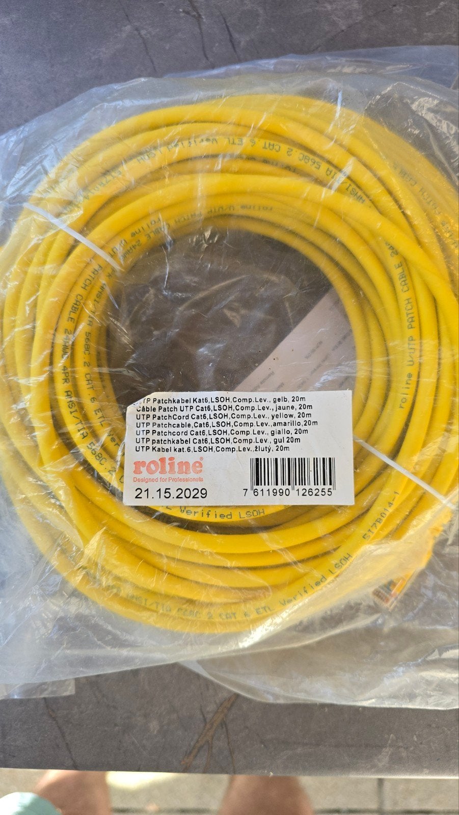 Roline UTP Patchkabel Cat6 LSOH, geel, 20m, Ophalen of Verzenden