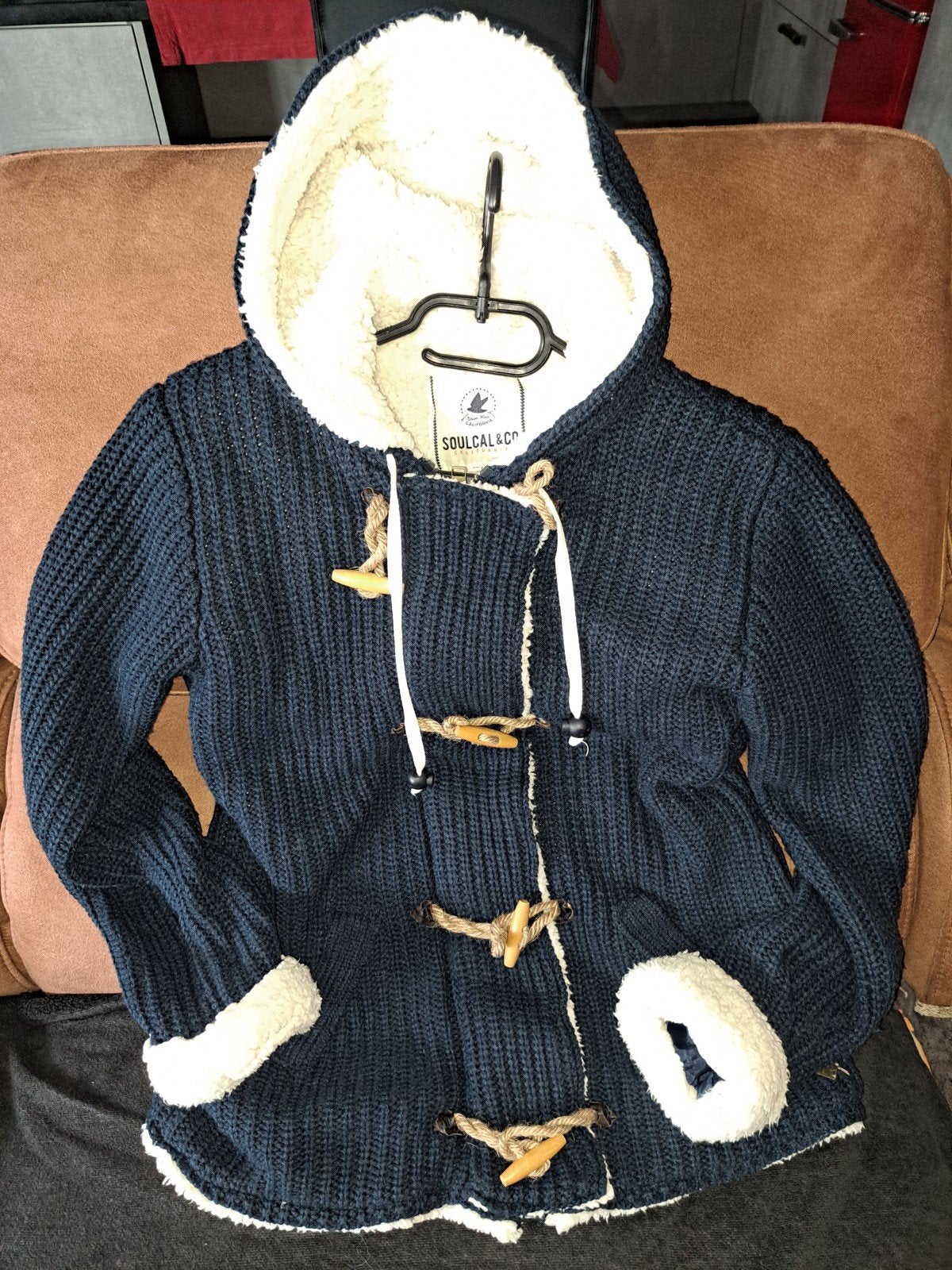 Soulcal & Co gebreid vest met teddy voering, mt 40, Ophalen of Verzenden, Zo goed als nieuw, Maat 38/40 (M), Blauw