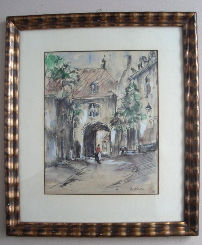 Jobst Frese (1914-1986) - Stadspoort - gemengde techniek, Antiek en Kunst, Ophalen of Verzenden