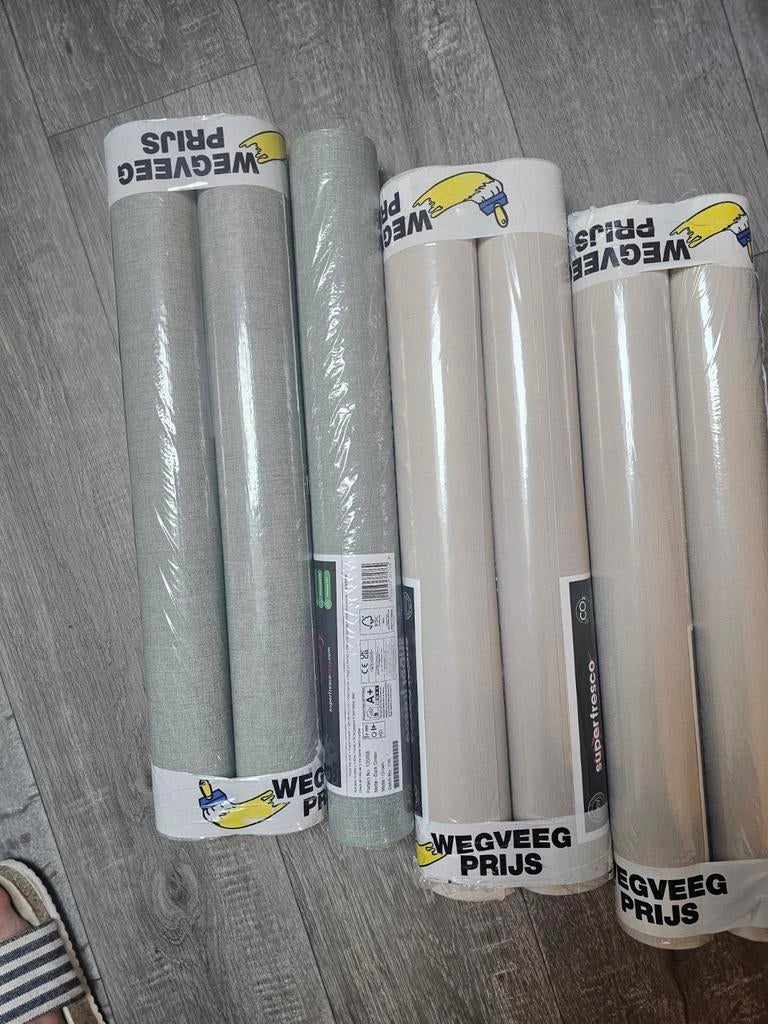 Vliesbehang van Gamma Taupe - 4 rollen (groene zijn weg), Ophalen of Verzenden, Minder dan 10 m², Groen