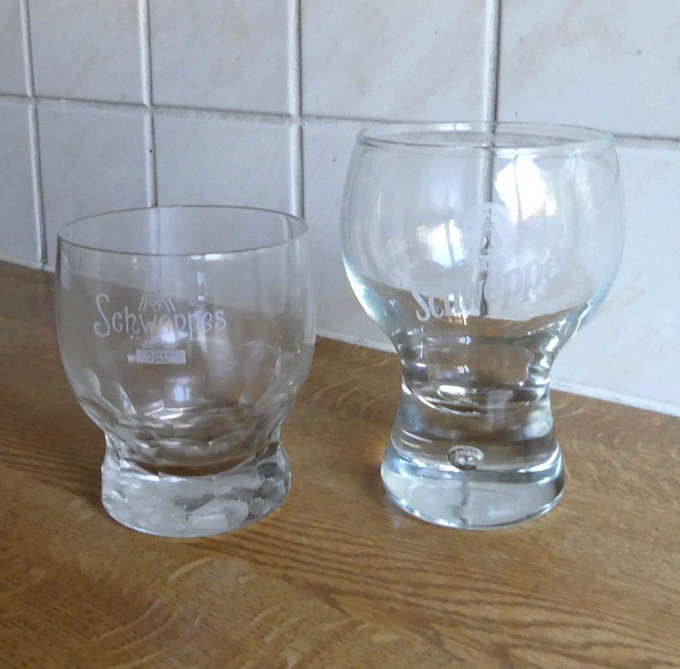 Schweppes glas logo indian tonic oud glas, Glas of Glazen, Gebruikt, Ophalen of Verzenden, Glas