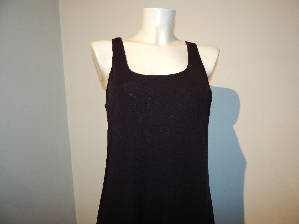 Ischiko donker bruine maxi dress stretch vintage D44, Bruin, Verzenden, Maat 42/44 (L), Zo goed als nieuw
