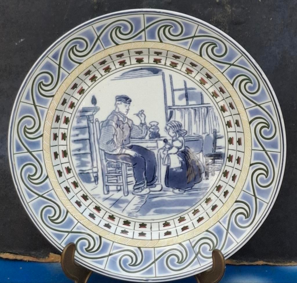 Wandbord. Franz Anton. Pijp rokende man. Ca 1930. 24 cm., Ophalen