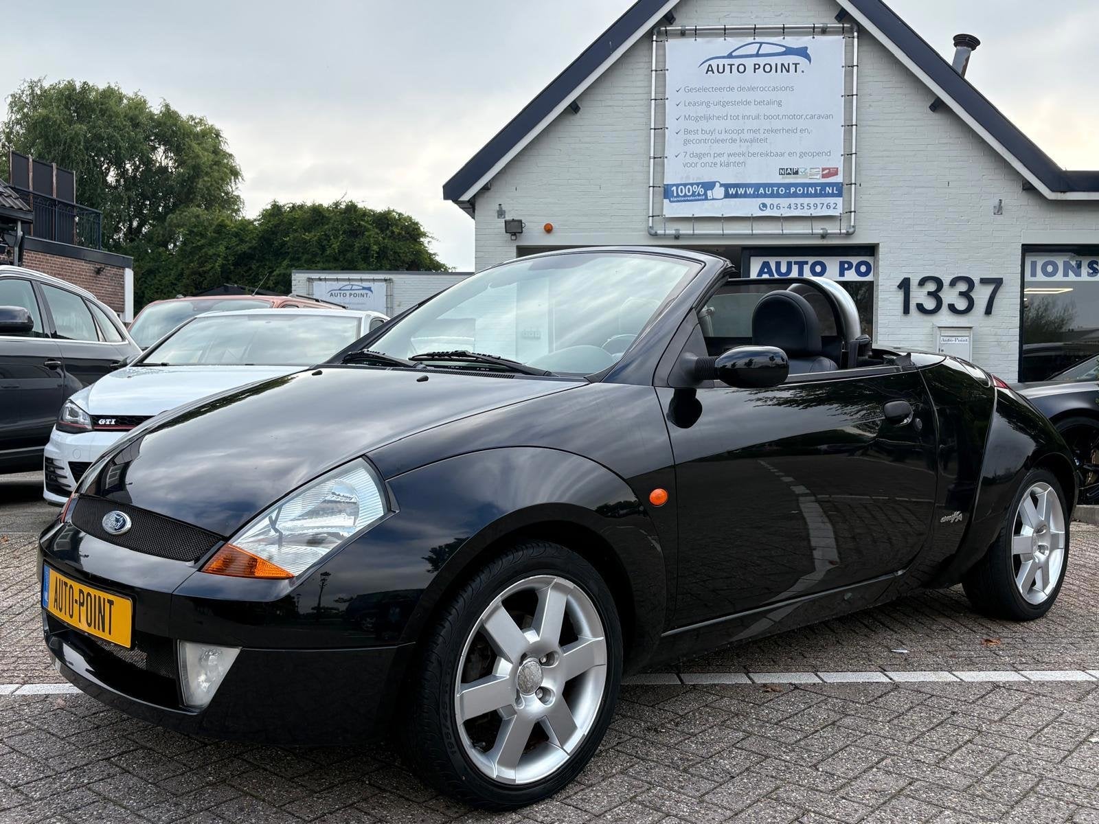 Ford Streetka 1.6 CABRIOLET/LEDER/STOELVERWARMING/APK, Zwart, Leder, Bedrijf, Handgeschakeld