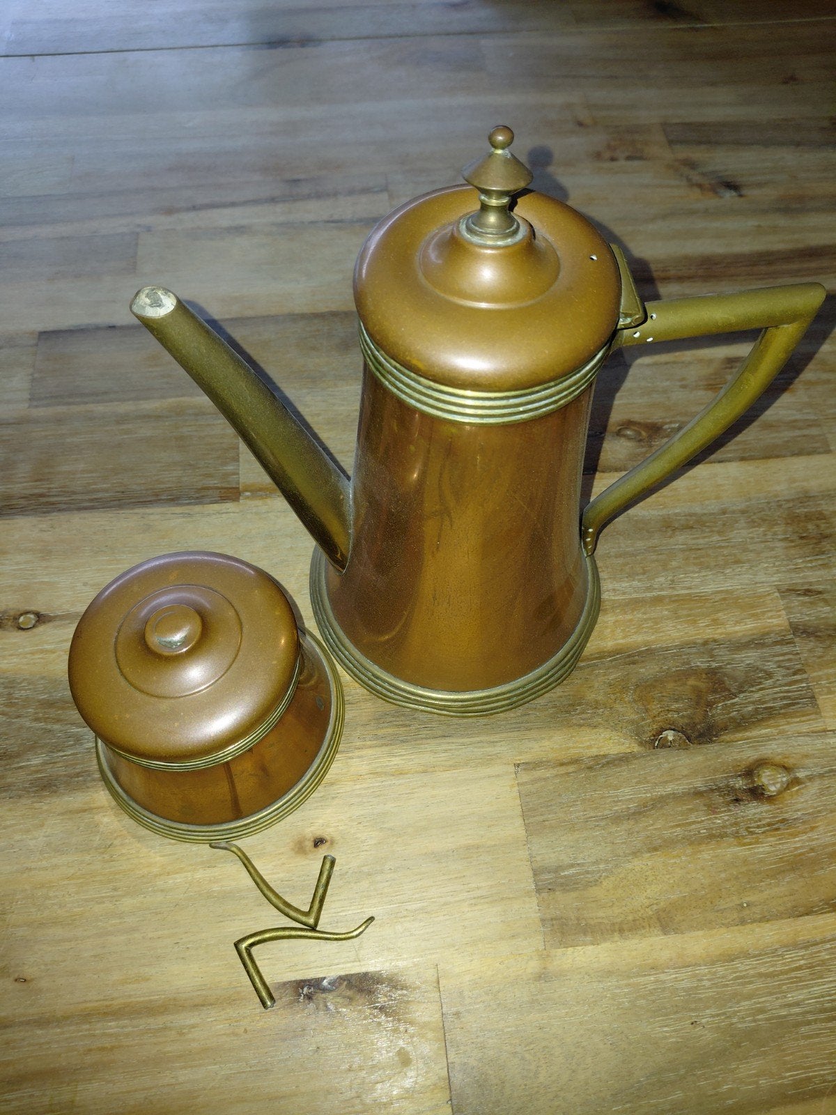 Antieke koperen koffiepot en melkkan, Ophalen, Koper