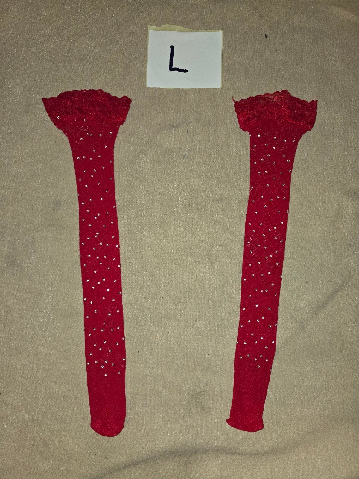 Panty met glitters - Rood en Zwart (Maat L), Verzenden