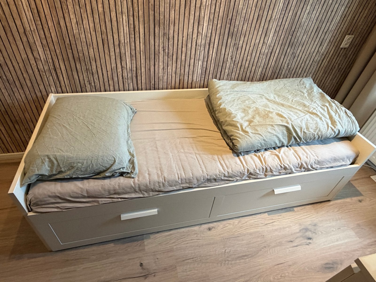 IKEA BRIMNES slaapbank met 2 lades - Wit, Ophalen, Verstelbaar, Eenpersoons, Wit