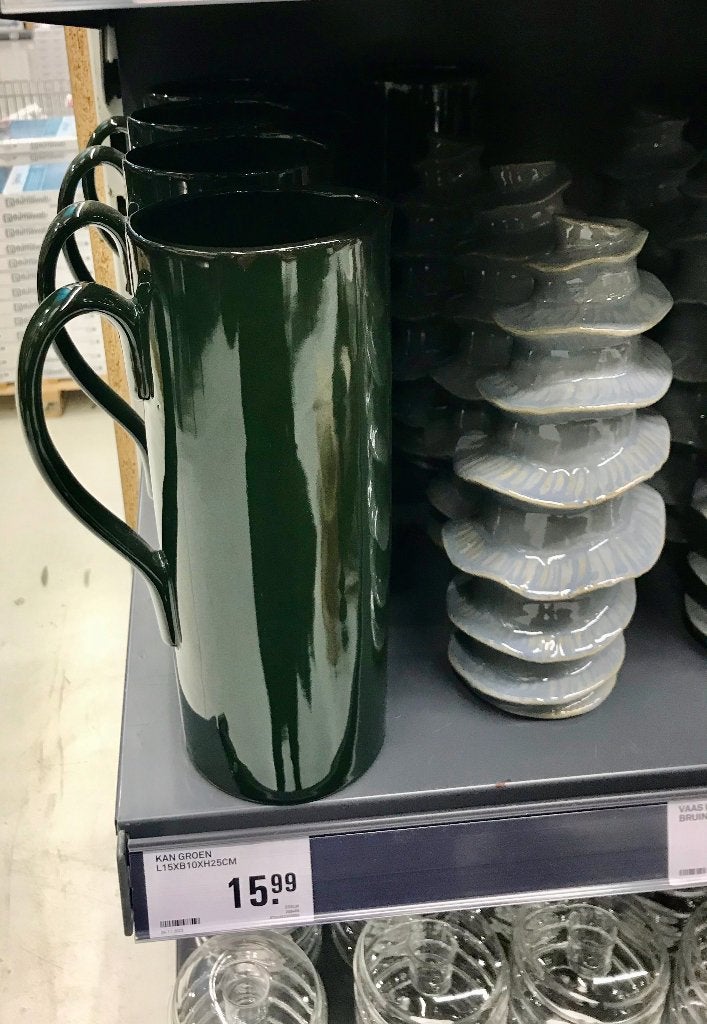 Nieuwe Karwei vaas kan karaf donkergroen, 25 cm, Met handvat, Nieuw, Ophalen of Verzenden
